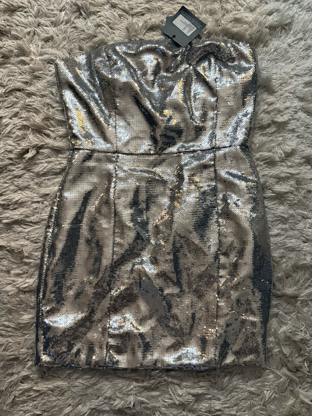 Strapless Silver Sequin Party Dress
